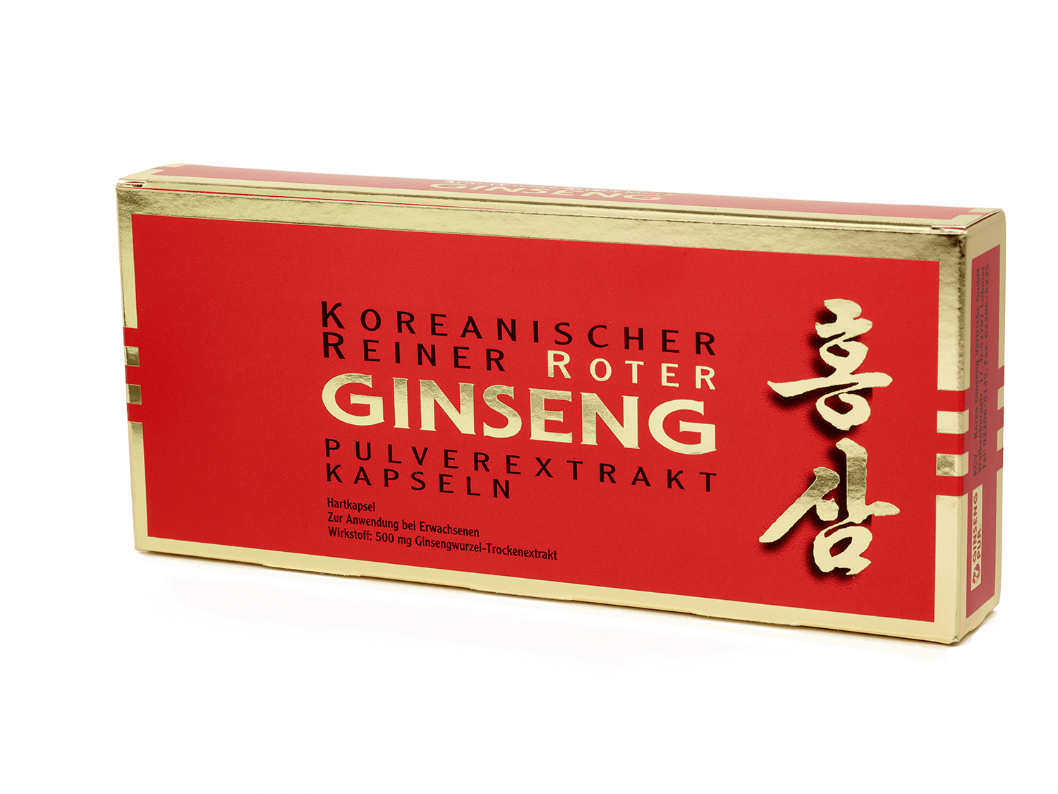 Koreanischer Reiner Roter Ginseng – Pulverextrakt Kapseln Roter Ginseng 500 mg Extrakt 90